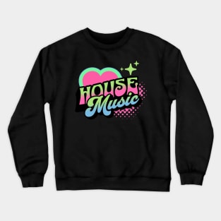 HOUSE MUSIC  - Y2K Retro Heart (black/lime/pink) Crewneck Sweatshirt